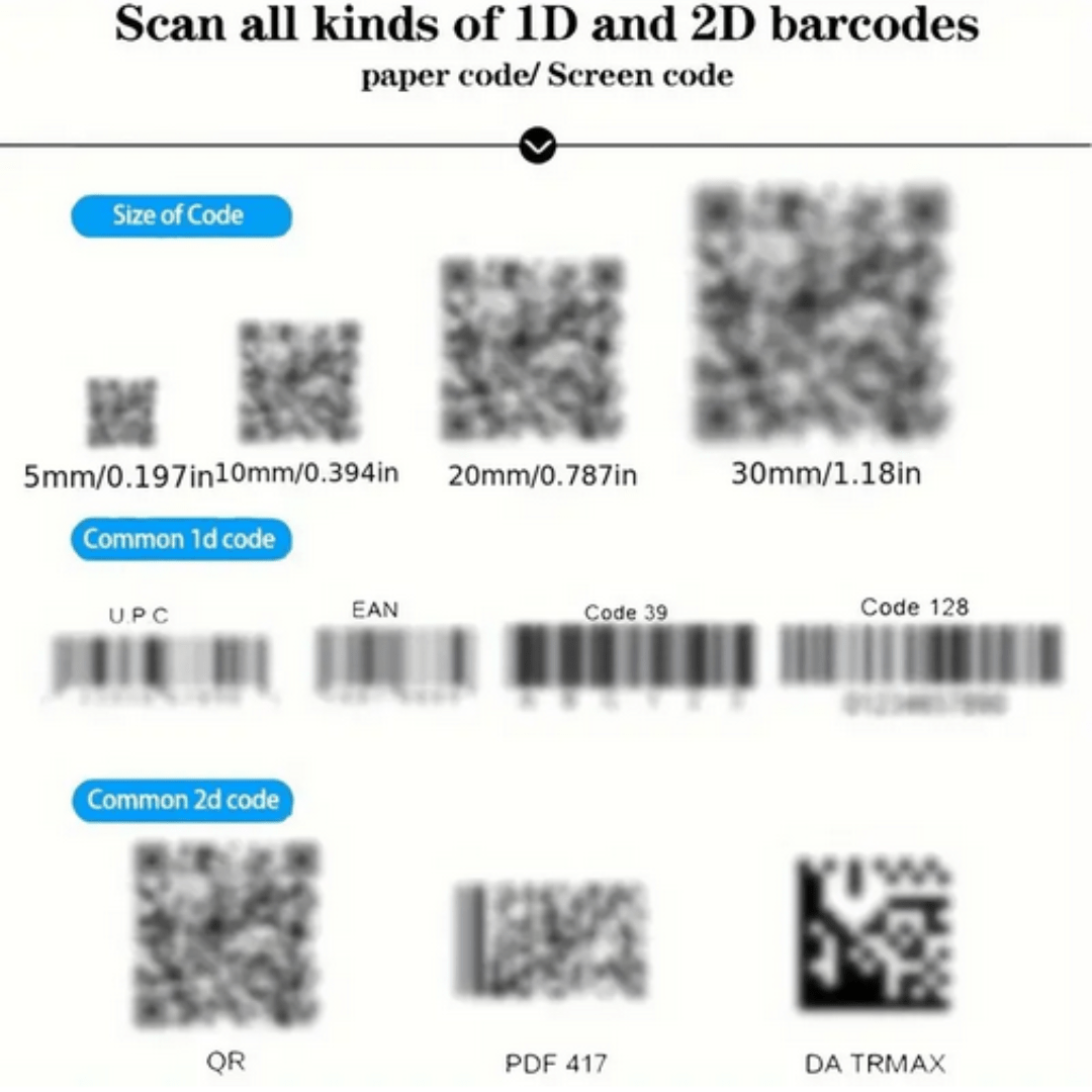 KEFAR Bluetooth Wireless Barcode Scanner 1D 2D QR Codes Reader with Stand - Smart Stationery