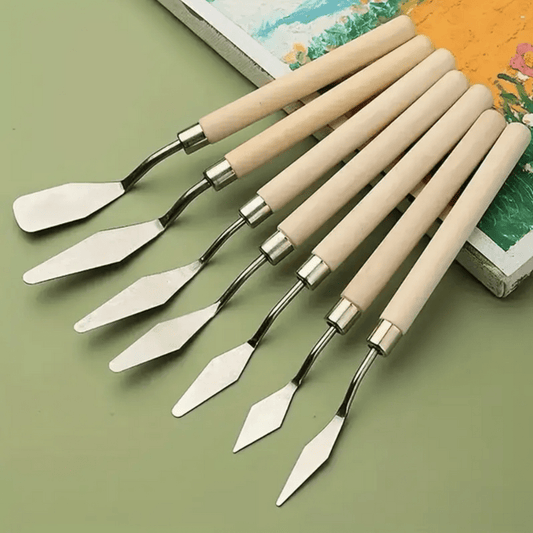 7pcs Stainless Steel Oil Painting Scraper Round Head For Oil Painting - Nature Colour