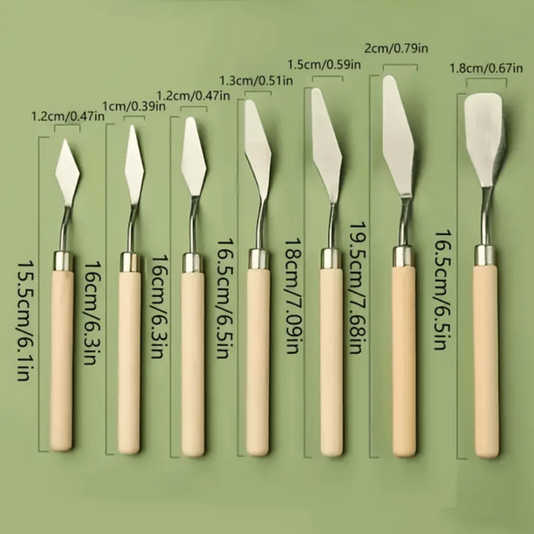7pcs Stainless Steel Oil Painting Scraper Round Head For Oil Painting - Nature Colour