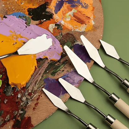 7pcs Stainless Steel Oil Painting Scraper Round Head For Oil Painting - Nature Colour