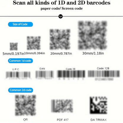KEFAR Bluetooth Wireless Barcode Scanner 1D 2D QR Codes Reader with Stand - Smart Stationery