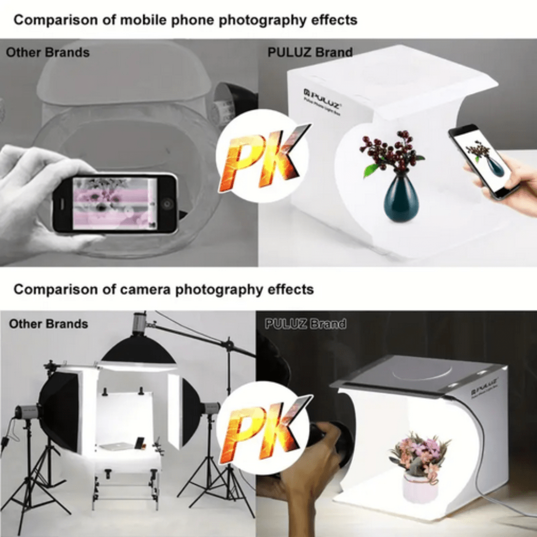 PULUZ Portable Folding Studio Shooting Tent Box Kit With 6 Colors (Black, White, Orange, Red, Yellow, Blue) with 1 LED Light